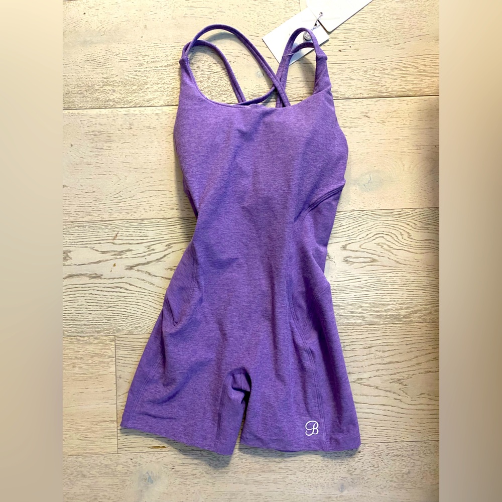 Bombshell sportswear jumpsuit shorts onesie romper purple NWT